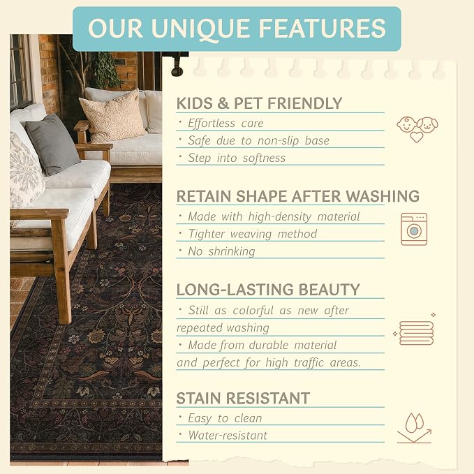 Washable Hallway Runner Rug 2'6"x8' - Image 7