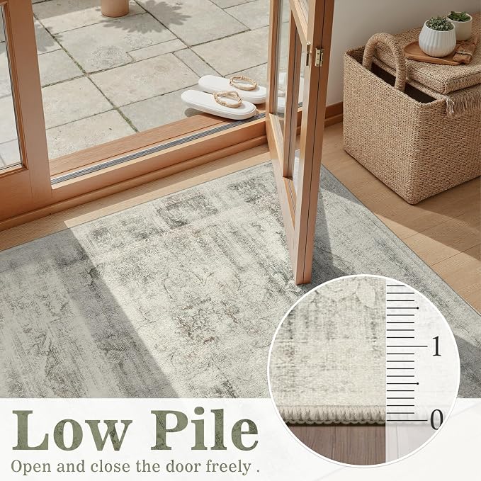 DCX 4x6 Beige Rug, Machine Washable Stain Resistant Distressed Vintage Rug - Image 8