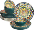 YA JU Mandala Dinnerware Sets Serves 4, Buffet Dinnerware, Boho Plates and by Jinsongdafa
