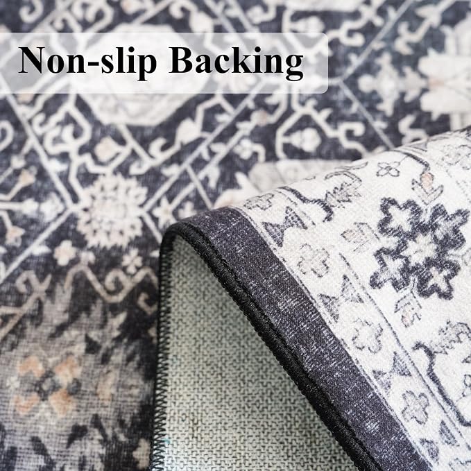 Washable 8x10 Living Room Rug: Vintage Low Pile Water Resistant Area Rug - Image 5