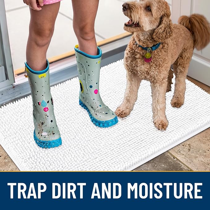 Smiry Dog Door Mat for Muddy Paws 30x20, Absorbent Dirt Trapper, Non-Slip - Image 3