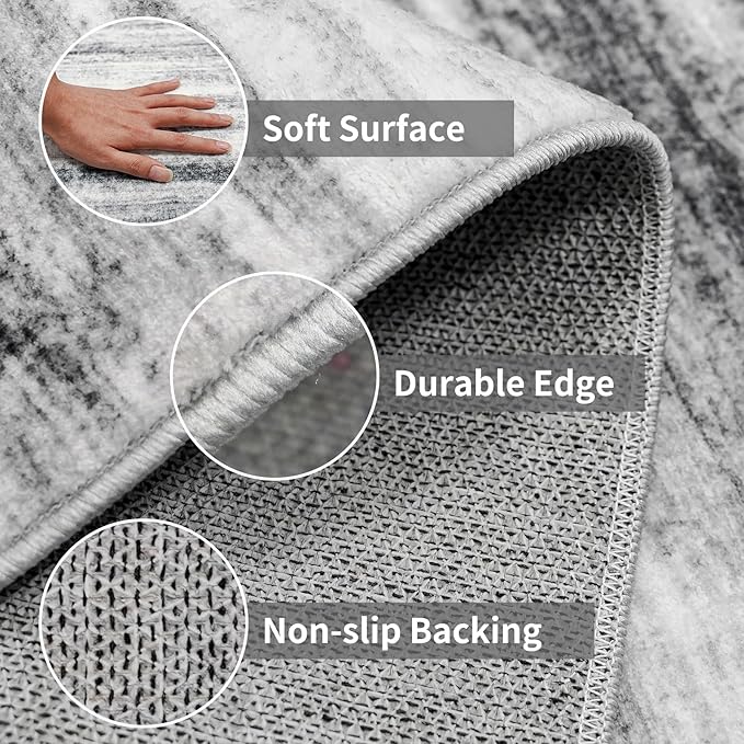 2x10 Washable Runner Rugs for Hallway: Easy-to-Clean Abstract Runners for - Image 5