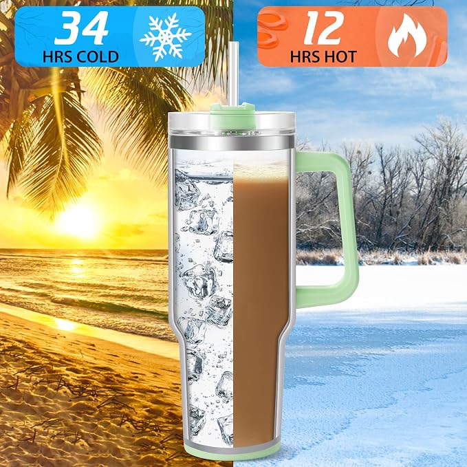 TaroKitc 40 oz Tumbler with Handle | Stainless Steel Insulated Insulated Travel - Image 2