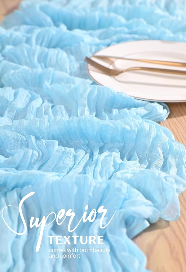 30 Pack Cheesecloth Table Runner 10FT Baby Blue Table Runner Light Blue Boho - Image 4