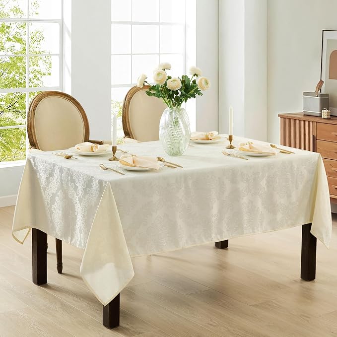 Newbridge Barcelona Luxury Damask Fabric Tablecloth, 60” Wide x 144” Rectangle - Image 6