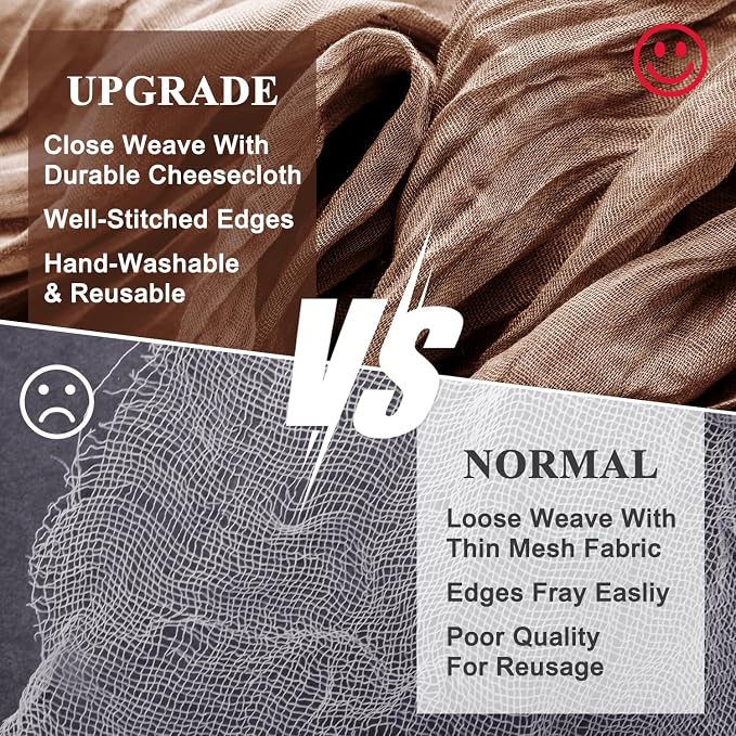 Cheesecloth Table Runner Brown 10FT Boho Gauze Runner, 4 Pack | 120 Inch Cheese - Image 4