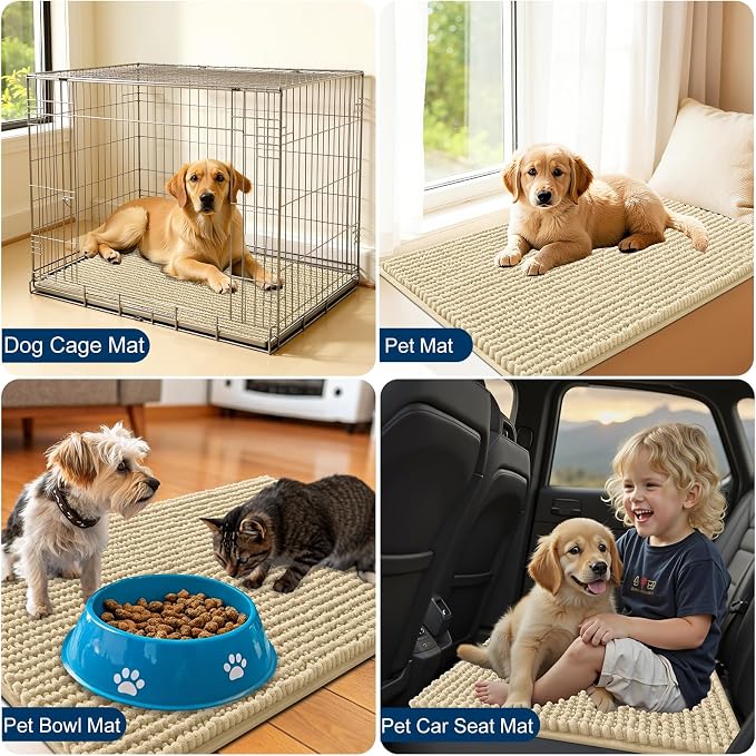 OLANLY Dog Door Mat for Muddy Paws 34x21, Ultra Absorbent Chenille Mud Doormat - Image 7