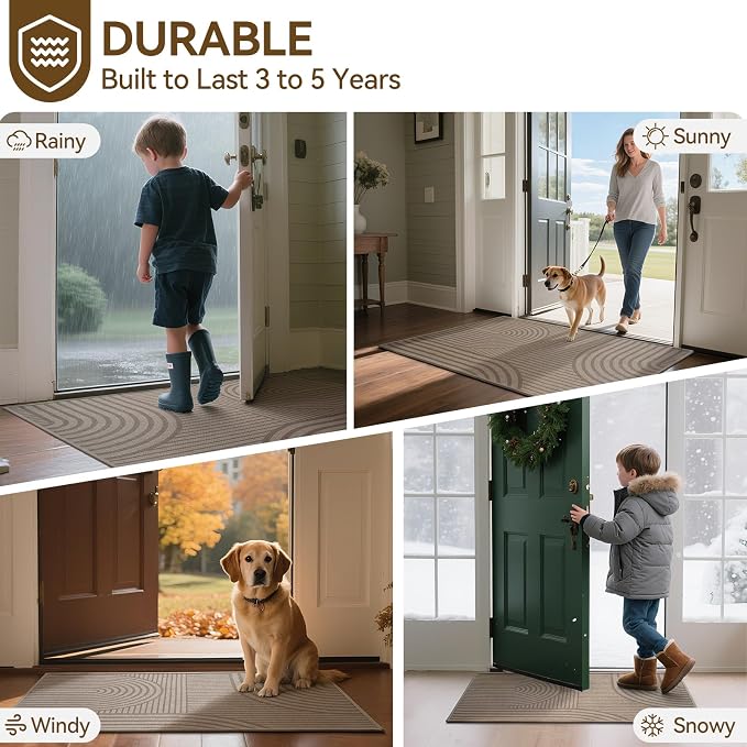 Front Door Mat 31''x47'', Absorbent Dirt Resist Washable Non Slip Low-Profile - Image 7