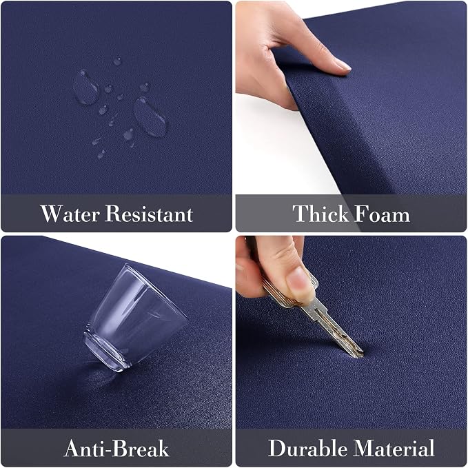 HappyTrends Kitchen Mat, 17.3"x28"+17.3"x60" Navy, Cushioned Comfort - Image 5