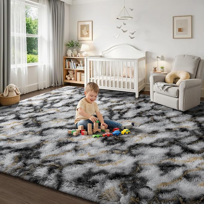 Deerhoo Large Shag Area Rugs 5 x 8, Tie-Dyed Plush Fuzzy Rugs - Image 8