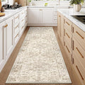 2'6x10 Washable Neutral Runner Rug Beige Vintage Hallway Kitchen Carpet by WondRg