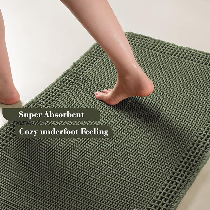 RESARE Waffle Bathroom Runner Rugs, Super Absorbent Bath Mat Non Slip Washable - Image 3