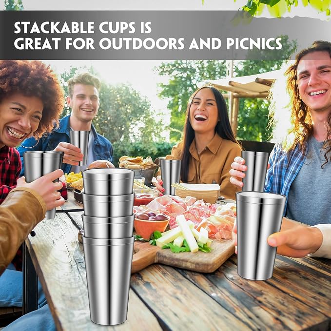 Zopeal 4 Pcs Stainless Steel Cups 16 Oz, Double Wall Vacuum Pint Cup Tumbler - Image 7
