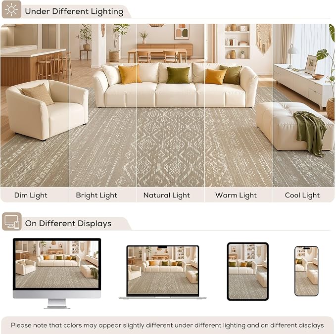 Nakagishi Area Rug Living Room Rugs: 7x9 Large Soft Machine Washable Boho - Image 9