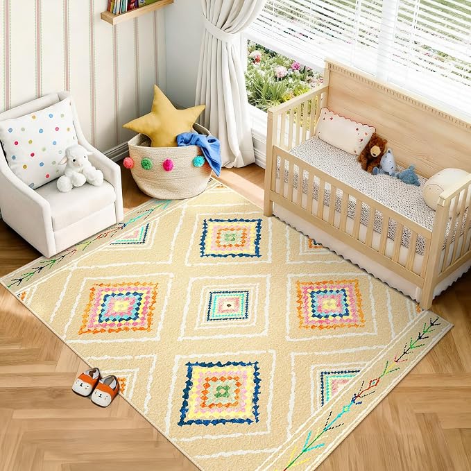 BESTSWEETIE Area Rug 9x12 Rug Machine Washable Non-Slip Low Pile Print Pattern - Image 7