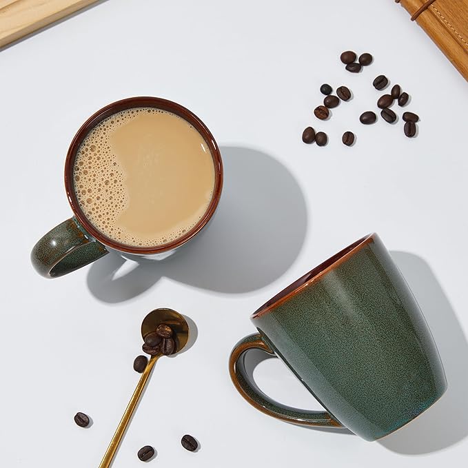 Pokini Coffee Mug 14 oz, Ceramic Coffee Mugs Set of 4, Reactive Glaze Mug - Image 5