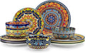 vancasso Plates and Bowls Sets, 12-Piece Porcelain Dinnerware Set Service by vancasso