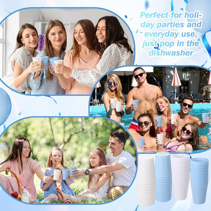 Yungyan 36 Pack 16 oz Stadium Cups Reusable Plastic Cups Blank Drink Stadium - Image 6