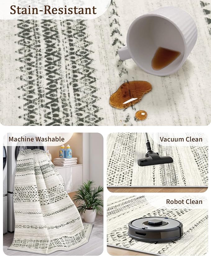 Miukiki 10x14 Area Rugs for Living Room Moroccan Washable Rugs Non Slip Indoor - Image 4