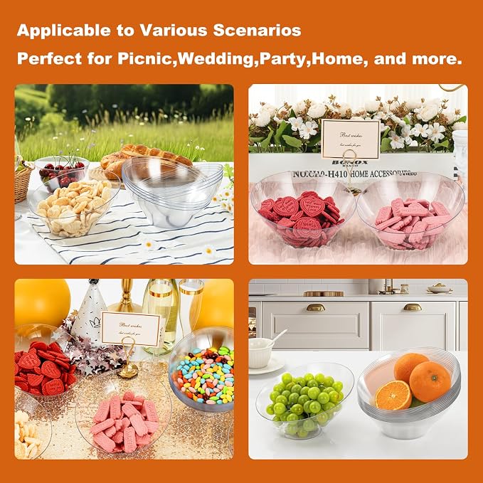 20 Pack Clear Plastic Serving Bowls - Image 4