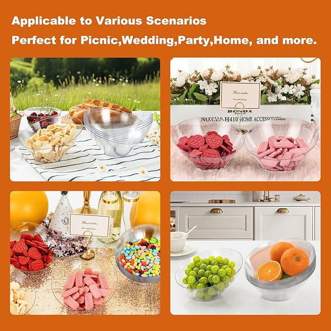 12 Pack Clear Plastic Serving Bowls - Image 6
