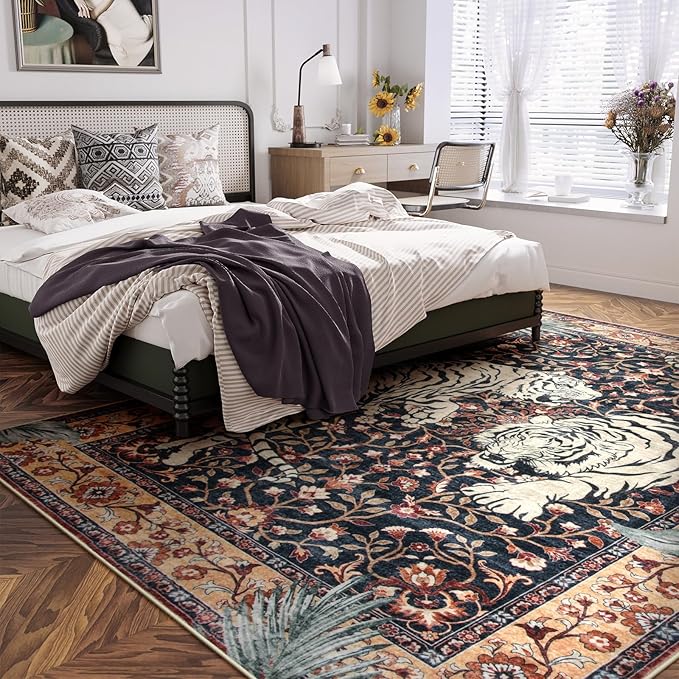 Moynesa Tiger Washable Area Rug, Boho 6x9 Rug - Image 7