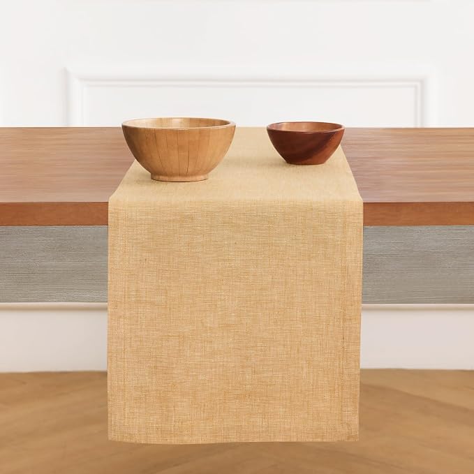 Solino Home 100% Pure Linen Table Runner Golden Nugget, Athena 14 x 144 in | - Image 2