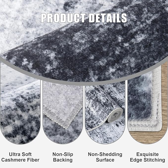 Washable Area Rug 3x5 Entryway Rug: Washable Modern Abstract Soft Thin Rug - Image 6