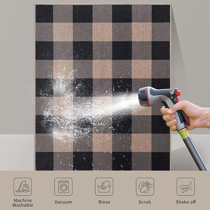 Tangsoo Checkered Easy Jute Rug, 3x5 Washable Area Rug - Image 6