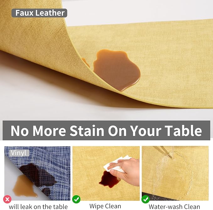 Maxpearl Faux Leather Placemats Set of 8, Light Yellow | Waterproof - Image 4