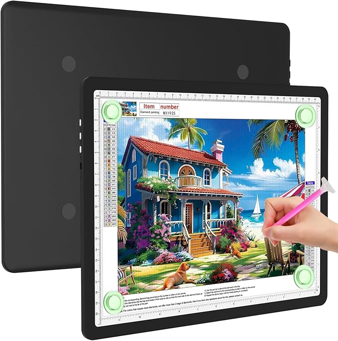 Elice Magnetic A4 Light Board for Diamond Painting, Ultra-Thin Tracing LED Light Box with Side Buttons, Super Bright Diamond Art Light Pad, Light Table for Drawing, Sketching, Weeding Vinyl - Black