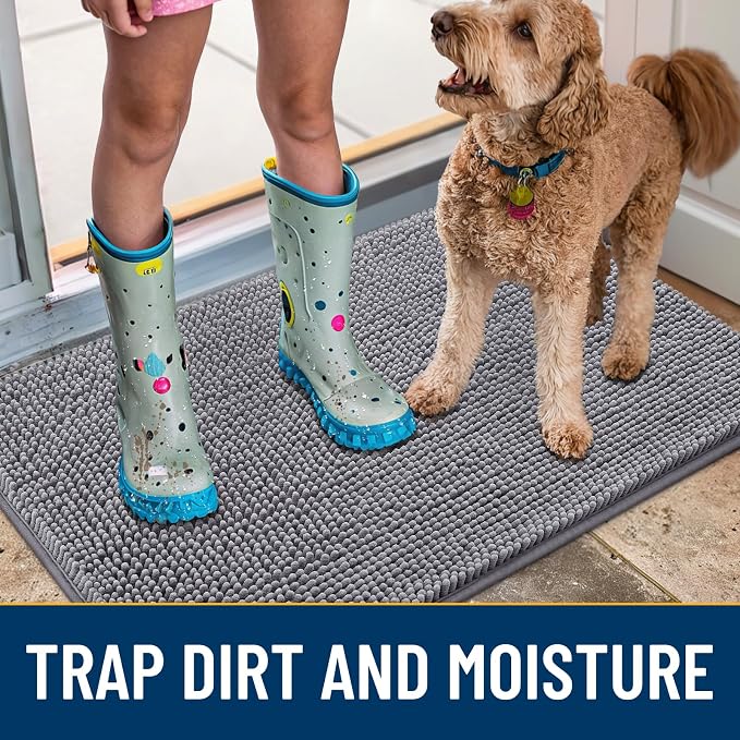 Smiry Dog Door Mat for Muddy Paws 48x30, Absorbent Dirt Trapper, Non-Slip - Image 3