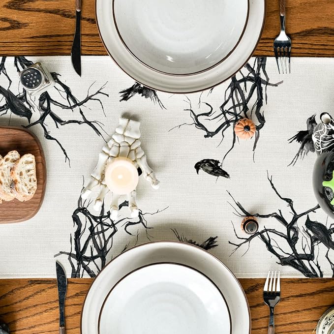 Artoid Mode 210 GSM Halloween Table Runner 13x108 Inch Home Party Decor | - Image 4