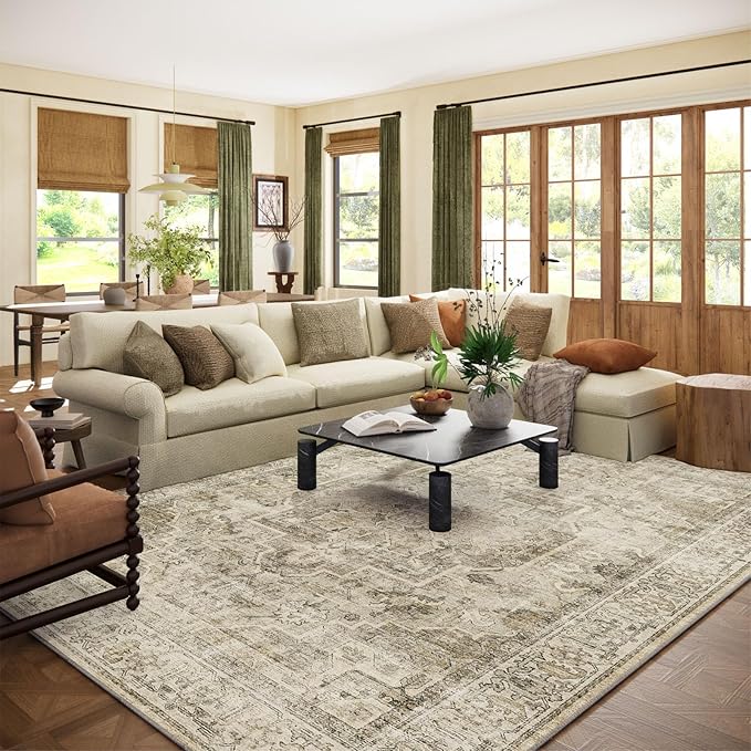 Washable Area Rugs for Living Room: 9x12 Bedroom Area Rugs Boho Vintage Rugs by palohom