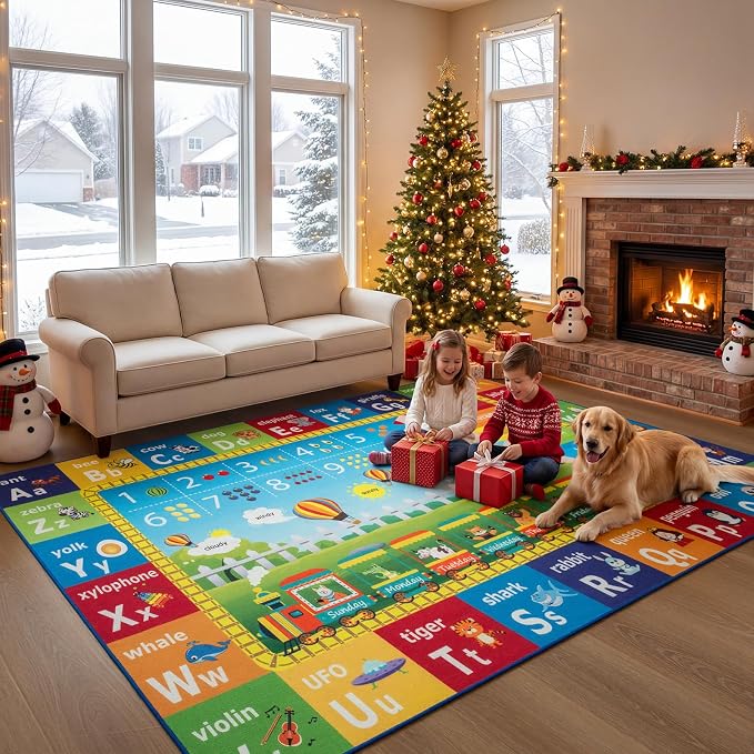Unirea 3x5 Kids Rug for Playroom Bedroom Living Room, Washable Educational Play - Image 6