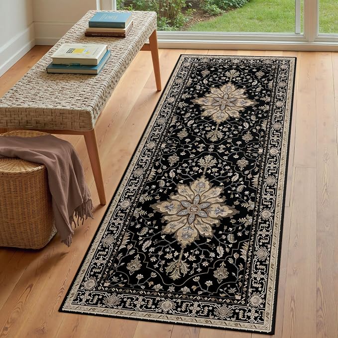 RELEANY Area Rugs Runner 3'x7' Washable Non-Slip, Floral Vintage Distress - Image 3