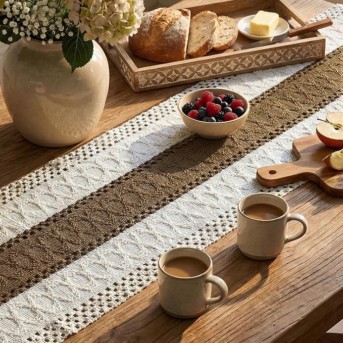 Artoid Mode Coffee Farmhouse Rustic Table Runner 12x90 Inch | Seasonal Holiday - Image 3