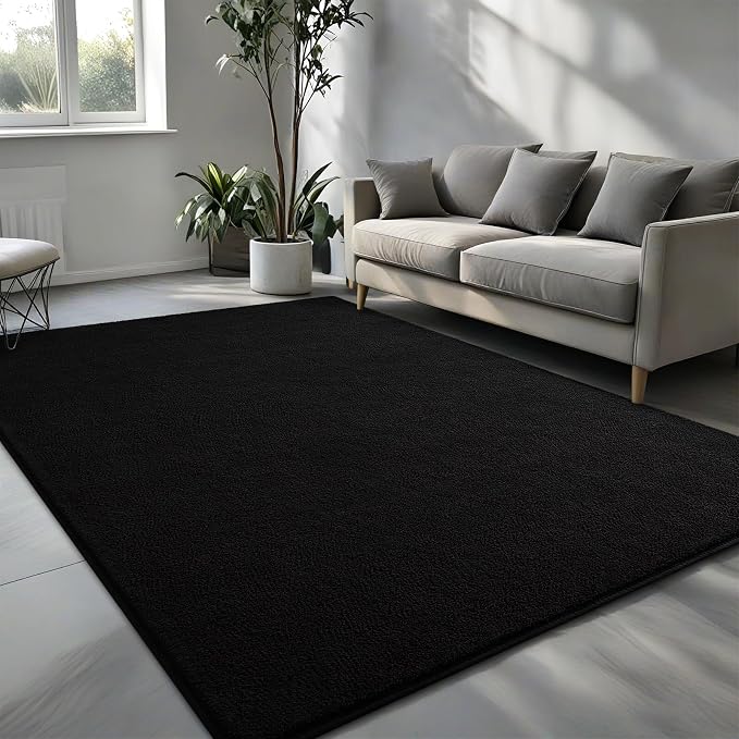 Pettop 4x6 ft Black Area Rugs for Bedroom Living Room, Washable Memory Foam - Image 2