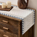 Macrame Side Trim Boho Woven Table Runner, Dusty Blue 12x90 Inch | Crochet by ZEEMARTONLINE