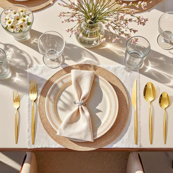 18/10 Silverware Set for 12, 60 Piece Gold Stainless Steel Flatware Cutlery | - Image 9