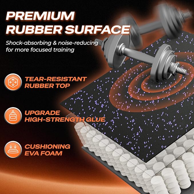 SUPERJARE 0.56'' Thick 24 Pcs 96 Sq Ft Rubber Top Exercise Equipment Mats - Image 5