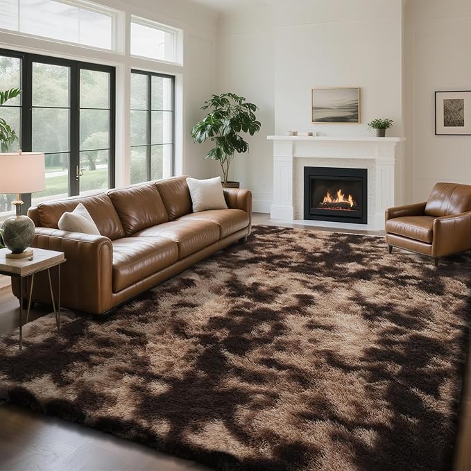 yongyangjuxin Fluffy Rug Shag Area Rug, Mottling Brown 8x10 Area Rugs - Image 2