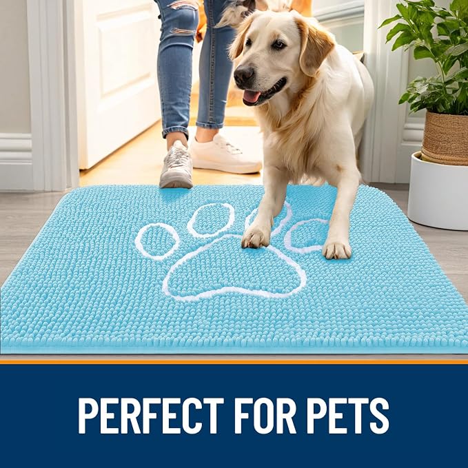 OLANLY Dog Door Mat for Muddy Paws 40x32, Paw Print Design, Absorbs Moisture - Image 6