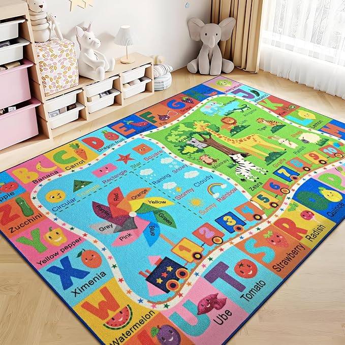 Kids Rug for Playroom, 3x5 ABC Educational Carpet for Classroom, Fun Alphabet - Image 9