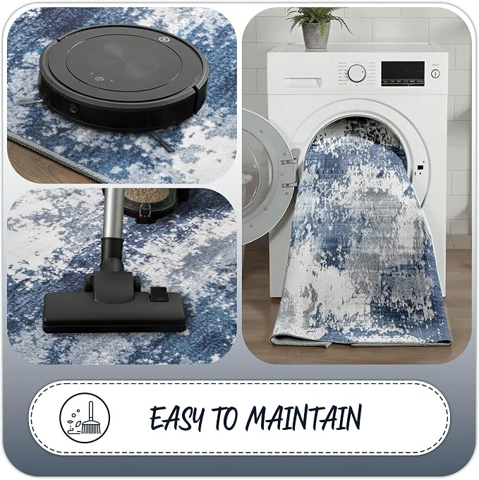 Entryway Rug 2x3 Blue Door Mat Indoor Entrance 24x36, Washable Small Throw Rugs - Image 4