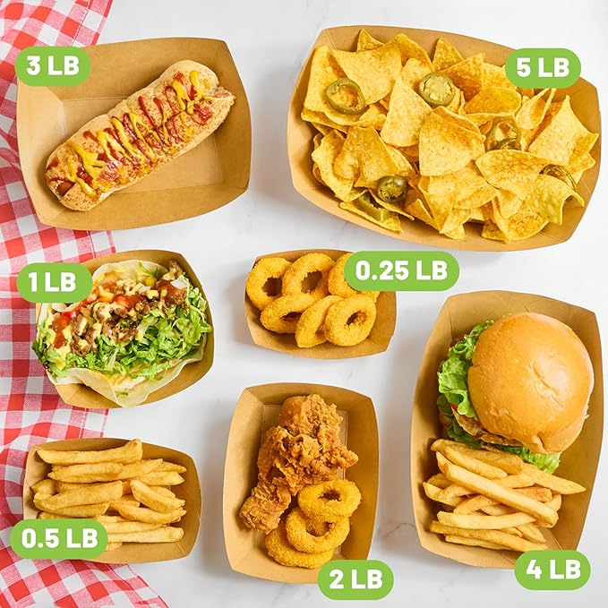 ZORRITA Extra Large Paper Food Trays, 5 LB, 50 Pack | Disposable, Kraft Paper - Image 6