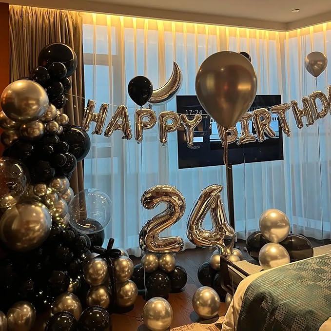 140pcs Metallic Silver Round Balloons Different Sizes 18 12 10 5 Inch Latex Balloons for Arch Decoration Party Balloon Kit for Graduation Birthday Party Wedding Balloon Baby Shower Decoration