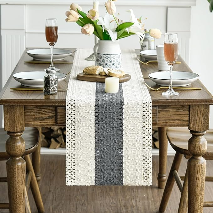 Artoid Mode Dark Grey Farmhouse Rustic Table Runner 12x90 Inch | Seasonal - Image 2