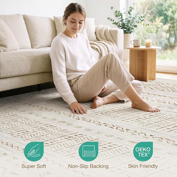 cotiled 9x12 Area Rugs Living Room Rug: Washable Boho Rugs - Image 5