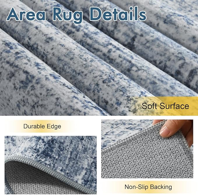 4x6 Ft Area Rugs for Living Room, Soft Non-Slip Washable Rugs Modern Abstract - Image 6